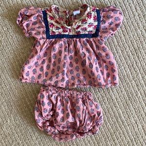Block Print baby girl matching set / Old Navy size 6-12 no